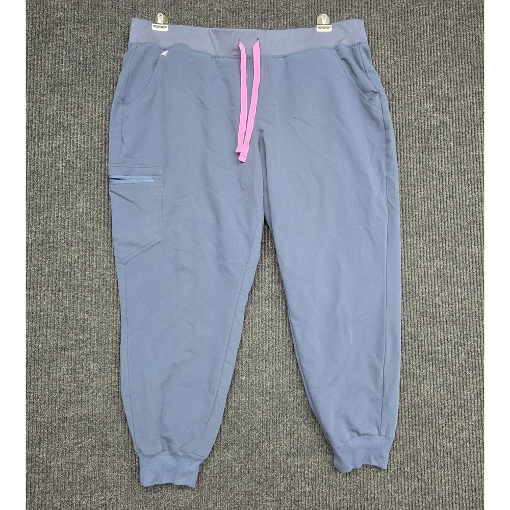 FIGS Technical Collection Scrub Jogger Pants Blue Gray Pink Drawstring XXL/P